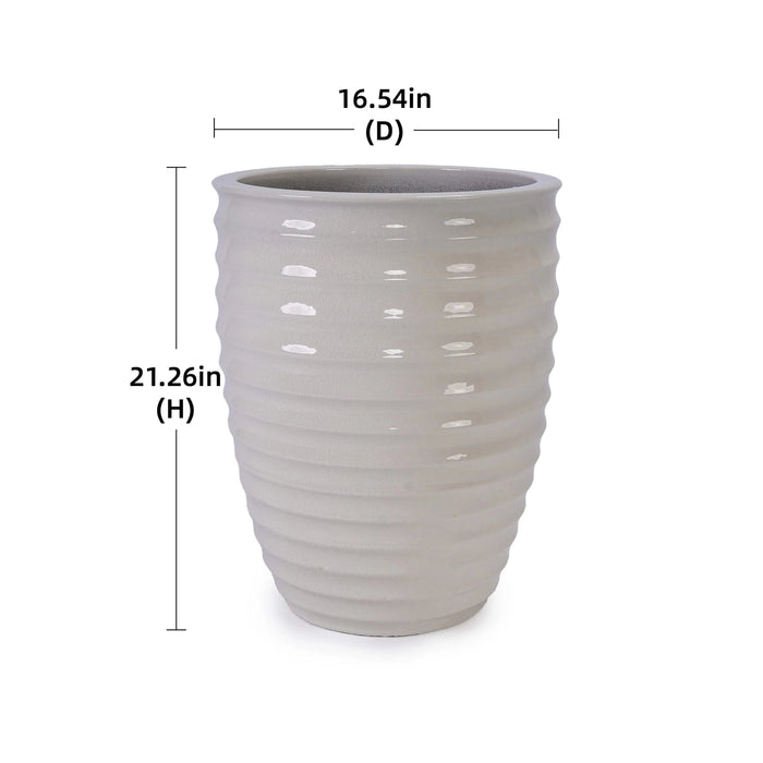 Ceramic Flowerpot, Modern Planter for Patio, Garden, Windowsill - Milk White Default -DTYStore