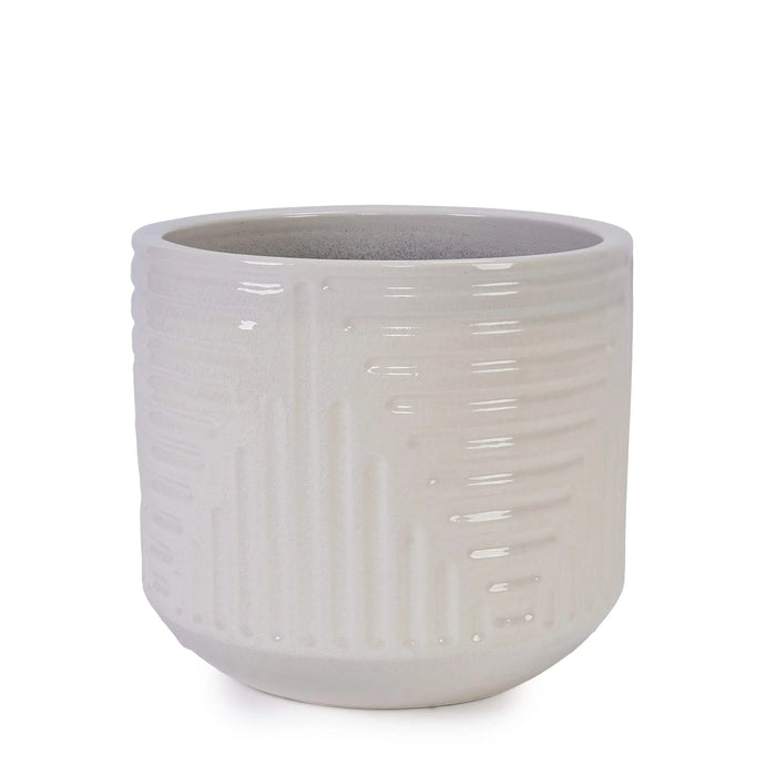 Ceramic Flowerpot, Modern Planter for Patio, Garden, Windowsill - White Default -DTYStore