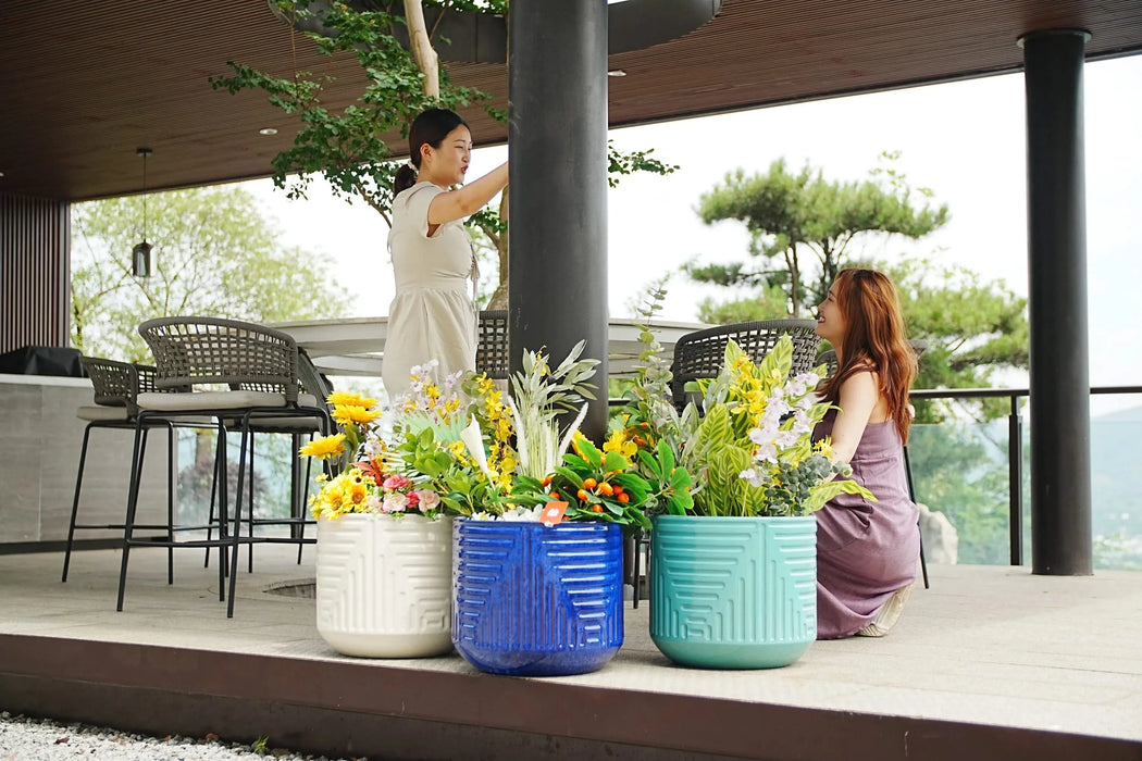 Ceramic Flowerpot, Modern Planter for Patio, Garden, Windowsill - White Default -DTYStore