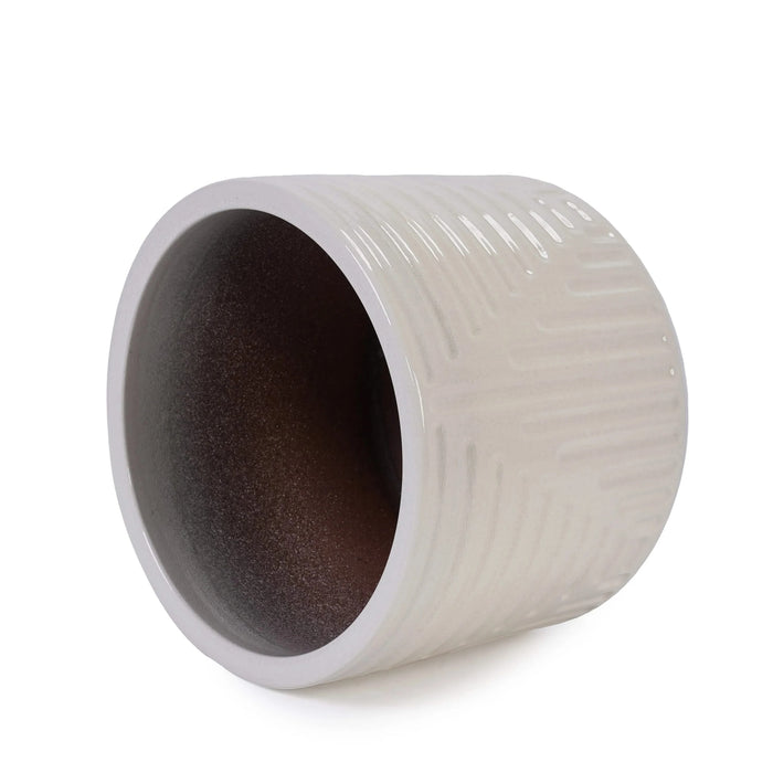 Ceramic Flowerpot, Modern Planter for Patio, Garden, Windowsill - White Default -DTYStore