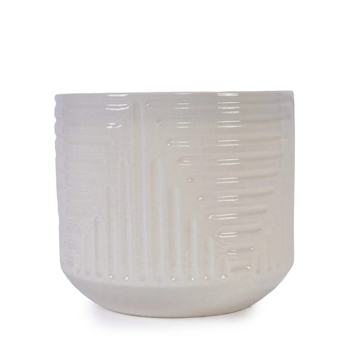 Ceramic Flowerpot, Modern Planter for Patio, Garden, Windowsill - White Default -DTYStore