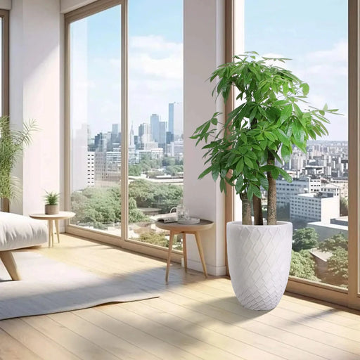 Ceramic Flowerpot, Modern Planter for Patio, Garden, Windowsill - White Default -DTYStore