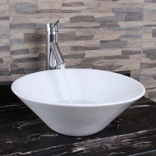 Ceramic Round Above Counter White Bathroom Sink Art Basin(BAB217MOWH) Default -DTYStore