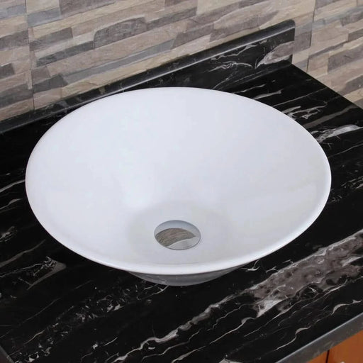 Ceramic Round Above Counter White Bathroom Sink Art Basin(BAB217MOWH) Default -DTYStore