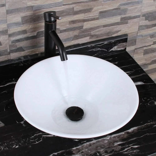 Ceramic Round Above Counter White Bathroom Sink Art Basin(BAB217MOWH) Default -DTYStore