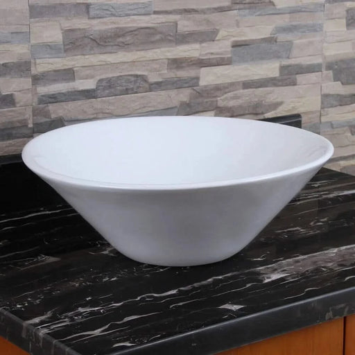 Ceramic Round Above Counter White Bathroom Sink Art Basin(BAB217MOWH) Default -DTYStore