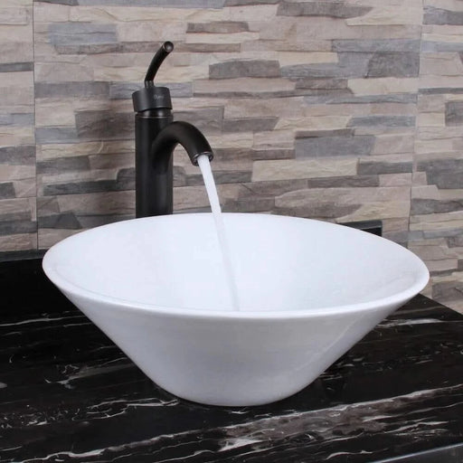 Ceramic Round Above Counter White Bathroom Sink Art Basin(BAB217MOWH) Default -DTYStore