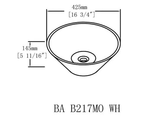 Ceramic Round Above Counter White Bathroom Sink Art Basin(BAB217MOWH) Default -DTYStore