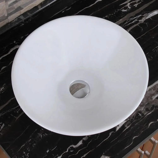 Ceramic Round Above Counter White Bathroom Sink Art Basin(BAB217MOWH) Default -DTYStore