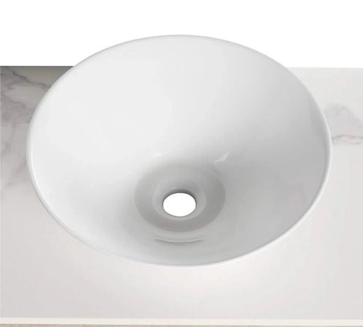 Ceramic Round Above Counter White Bathroom Sink Art Basin(BAB217MOWH) Default -DTYStore