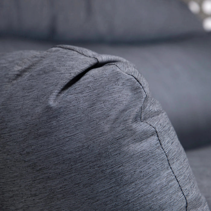 Charcoal Wicker Hanging Double-Seat Swing Chair with Stand w/Dust Blue Cushion Default -DTYStore