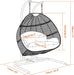 Charcoal Wicker Hanging Double-Seat Swing Chair with Stand w/Dust Blue Cushion Default -DTYStore