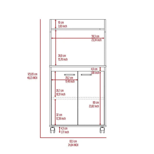 Charlotte 1-Shelf 2-Door Kitchen Pantry White Default -DTYStore