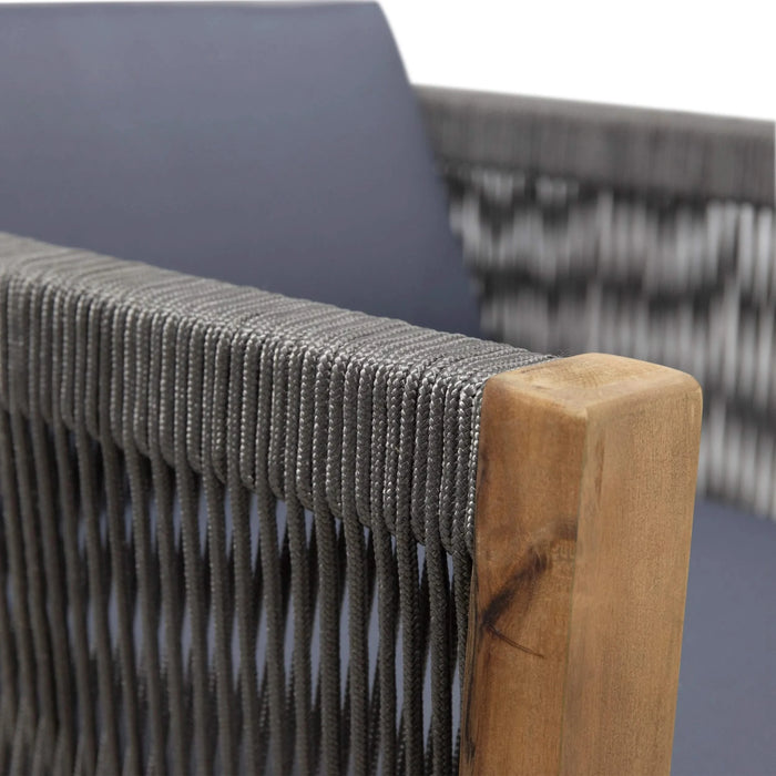 Charlotte Outdoor Acacia Wood and Rope 4 Seater Chat Set with Cushions Default -DTYStore