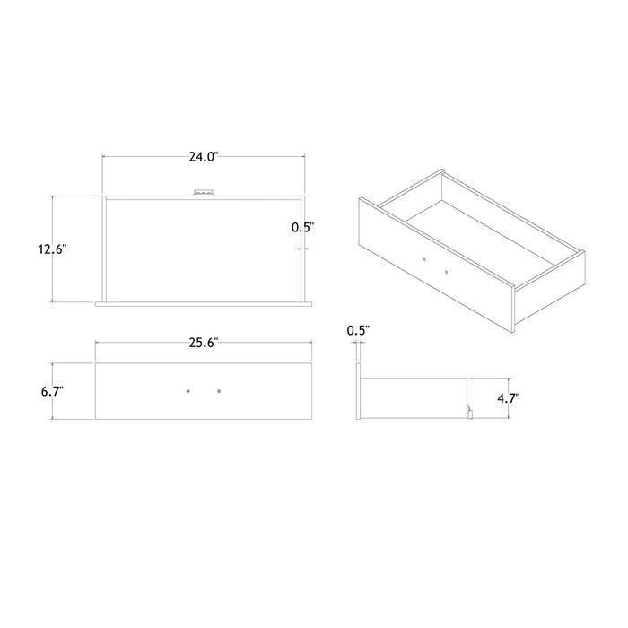 Charlston Modern Sleigh Style Full Bedroom Set with LED Lighting in White Finish, Solid Wood and MDF Default -DTYStore
