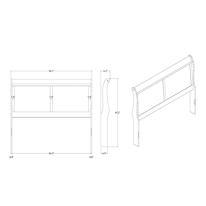 Charlston Modern Sleigh Style Full Bedroom Set with LED Lighting in White Finish, Solid Wood and MDF Default -DTYStore