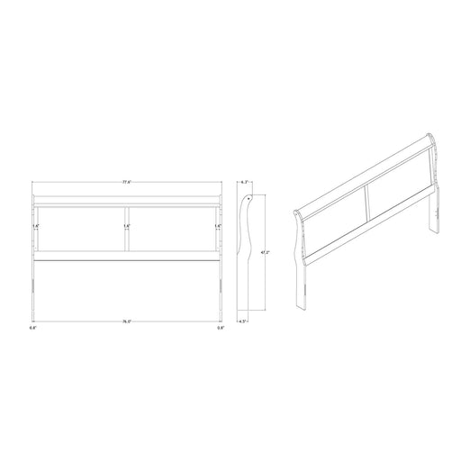 Charlston Sleigh Style King Bedroom Set with LED Headboard in Blue Solid Wood and MDF Default -DTYStore