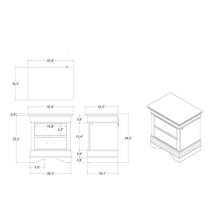 Charlston White Queen Bedroom Set with Sleigh Style Bed and Led Lighting Default -DTYStore