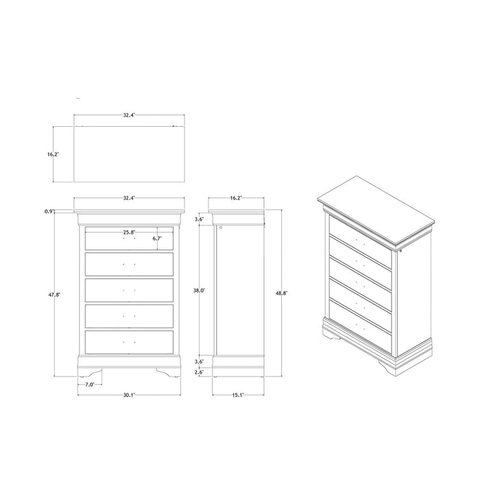 Charlston White Queen Bedroom Set with Sleigh Style Bed and Led Lighting Default -DTYStore