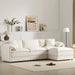 Chenille Modular Sectional Sofa with Deep Seat and Movable Ottoman in Cream Default -DTYStore