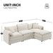 Chenille Modular Sectional Sofa with Deep Seat and Movable Ottoman in Cream Default -DTYStore