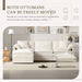 Chenille Modular Sectional Sofa with Deep Seat and Movable Ottoman in Cream Default -DTYStore