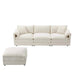 Chenille Modular Sectional Sofa with Deep Seat and Movable Ottoman in Cream Default -DTYStore