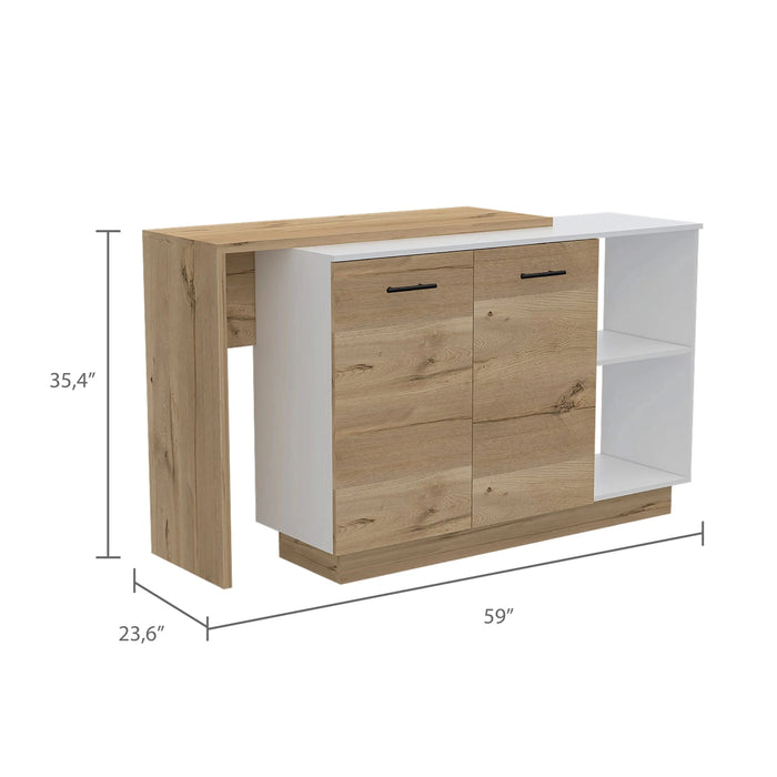Chesterfield 2-Shelf 1-Drawer 3-Division Kitchen Island White Default -DTYStore