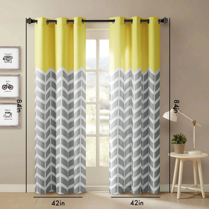 Chevron Printed Room Darkening Grommet Top Panel Pair Default -DTYStore