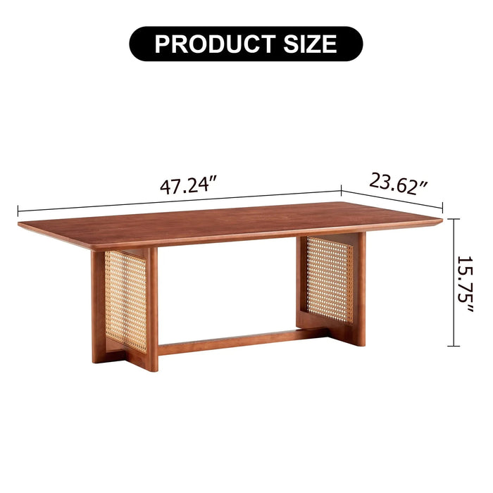 Chinese style log wind Imitation rattan Walnut color tea table rectangular solid wood coffee low table small family living room tea table .W115191497 Default -DTYStore