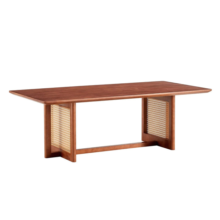 Chinese style log wind Imitation rattan Walnut color tea table rectangular solid wood coffee low table small family living room tea table .W115191497 Default -DTYStore