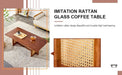 Chinese style log wind Imitation rattan Walnut color tea table rectangular solid wood coffee low table small family living room tea table .W115191497 Default -DTYStore