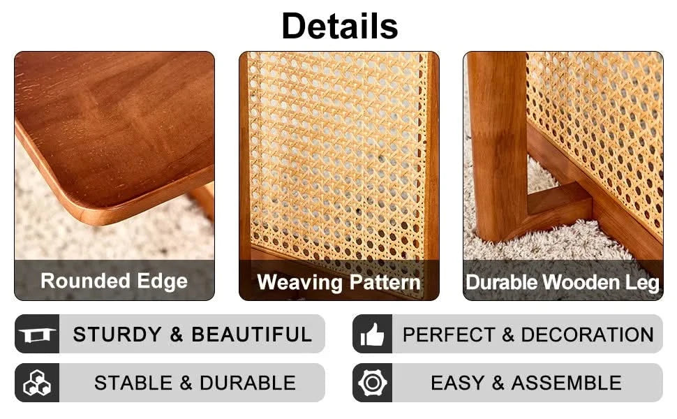 Chinese style log wind Imitation rattan Walnut color tea table rectangular solid wood coffee low table small family living room tea table .W115191497 Default -DTYStore