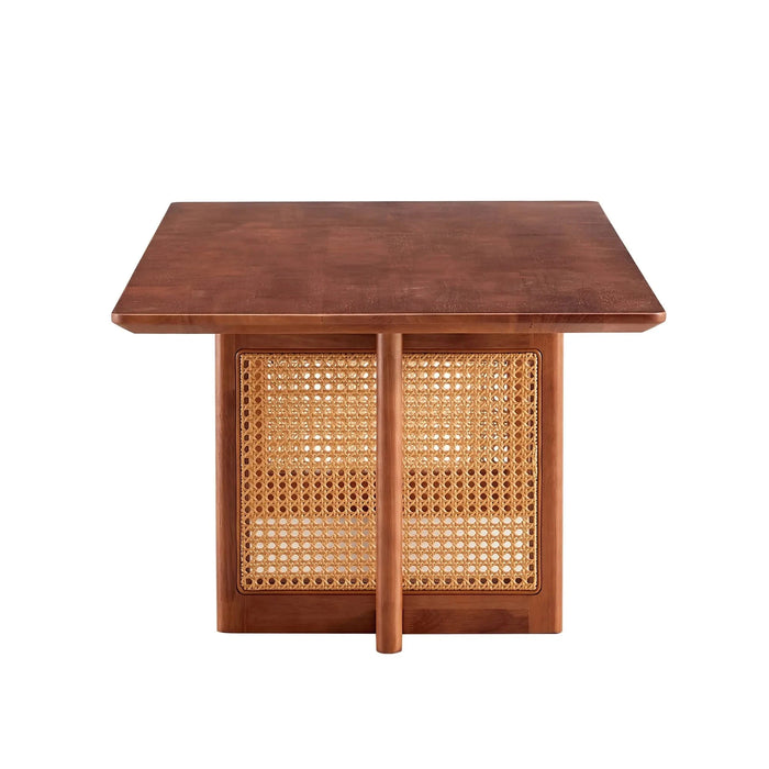 Chinese style log wind Imitation rattan Walnut color tea table rectangular solid wood coffee low table small family living room tea table .W115191497 Default -DTYStore