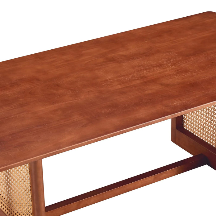 Chinese style log wind Imitation rattan Walnut color tea table rectangular solid wood coffee low table small family living room tea table .W115191497 Default -DTYStore