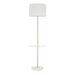 Chloe Contemporary Shelf Floor Lamp in White Marble Base, Clear Glass Shelf and White Linen Shade by LumiSource Default -DTYStore