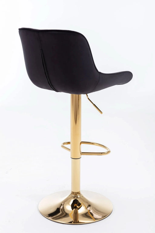 Chrome Footrest and Base Swivel Height Adjustable Mechanical Lifting Velvet + Golden Leg Simple Bar Stool,Set of 2,Black Default -DTYStore