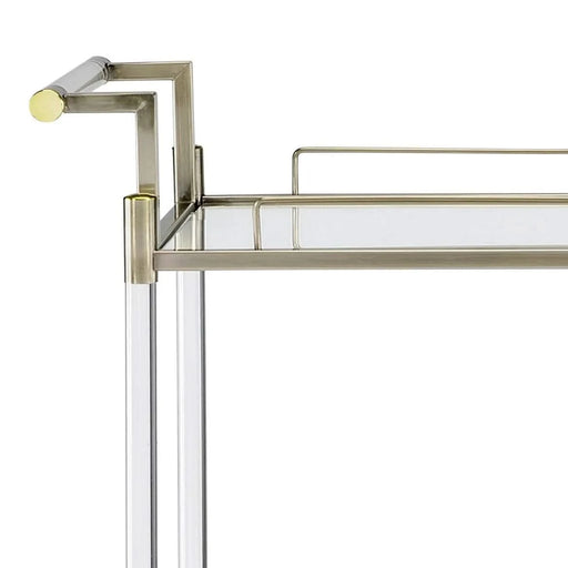 Cirro Antique Mirror & Wire Brass Finish Serving Cart Default -DTYStore