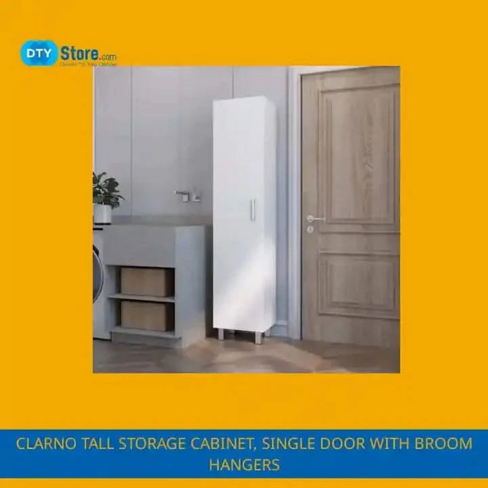 Clarno Tall Storage Cabinet, Single Door with Broom Hangers Default -DTYStore