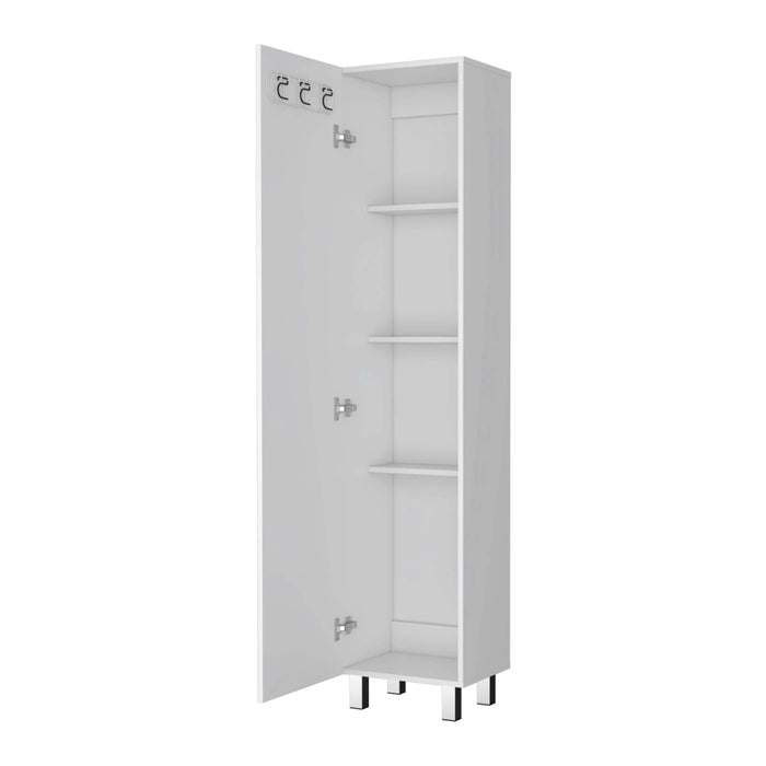 Clarno Tall Storage Cabinet, Single Door with Broom Hangers Default -DTYStore