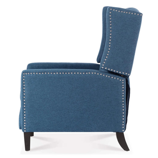 Classic Blue Wing Chair Recliner with Manual Functionality and Durable Fabric Default -DTYStore
