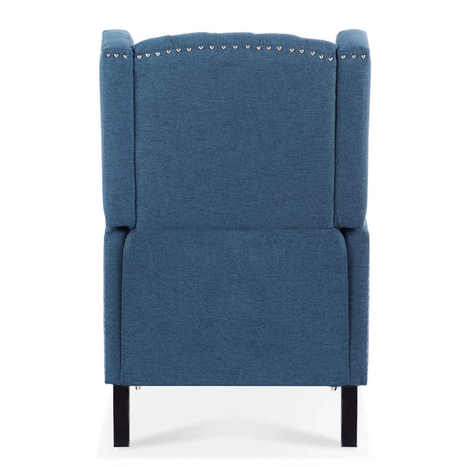 Classic Blue Wing Chair Recliner with Manual Functionality and Durable Fabric Default -DTYStore