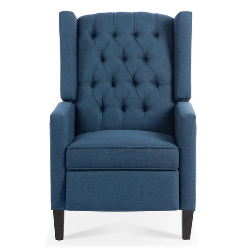 Classic Blue Wing Chair Recliner with Manual Functionality and Durable Fabric Default -DTYStore