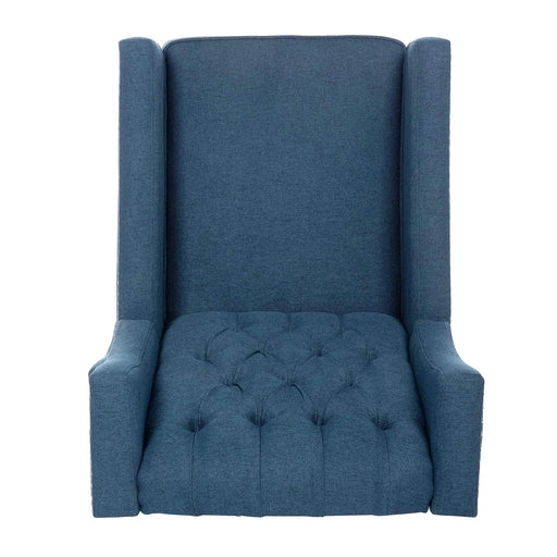 Classic Blue Wing Chair Recliner with Manual Functionality and Durable Fabric Default -DTYStore