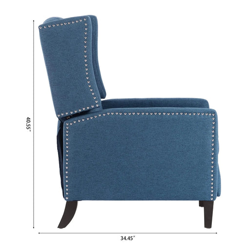 Classic Blue Wing Chair Recliner with Manual Functionality and Durable Fabric Default -DTYStore
