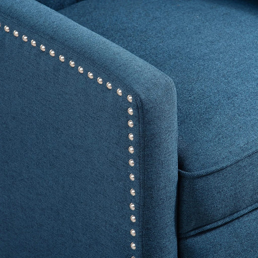Classic Blue Wing Chair Recliner with Manual Functionality and Durable Fabric Default -DTYStore