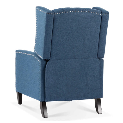 Classic Blue Wing Chair Recliner with Manual Functionality and Durable Fabric Default -DTYStore