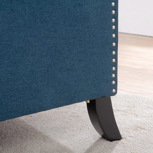 Classic Blue Wing Chair Recliner with Manual Functionality and Durable Fabric Default -DTYStore