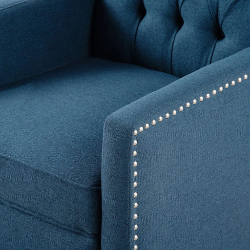 Classic Blue Wing Chair Recliner with Manual Functionality and Durable Fabric Default -DTYStore