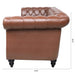 Classic Chesterfield Three Seater Sofa Brown PU Leather with Rolled Arms and Birch Legs 84.65 Inches Default -DTYStore